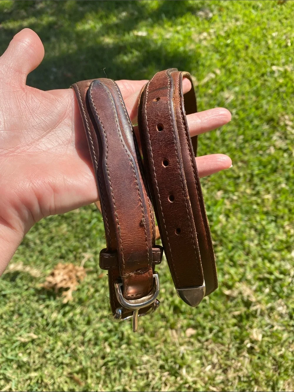 Unisex Brown Leather RANGER Belt with Solid Brass Buckle